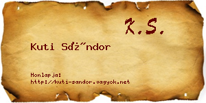 Kuti Sándor névjegykártya